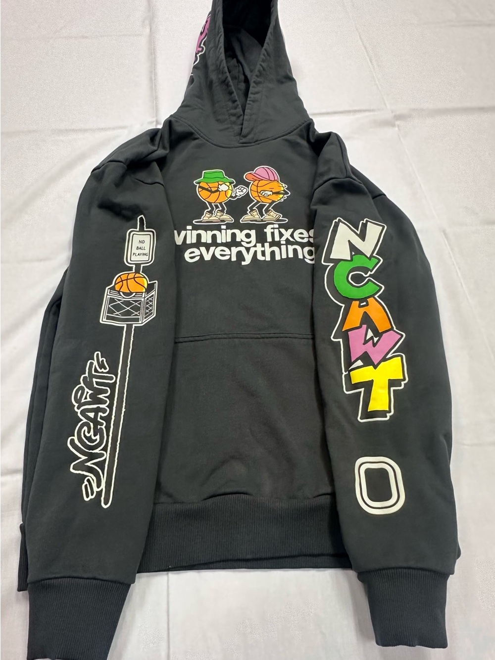 Black Graphic Crewneck Sweatshirt - 'Winning Fixes Everything'